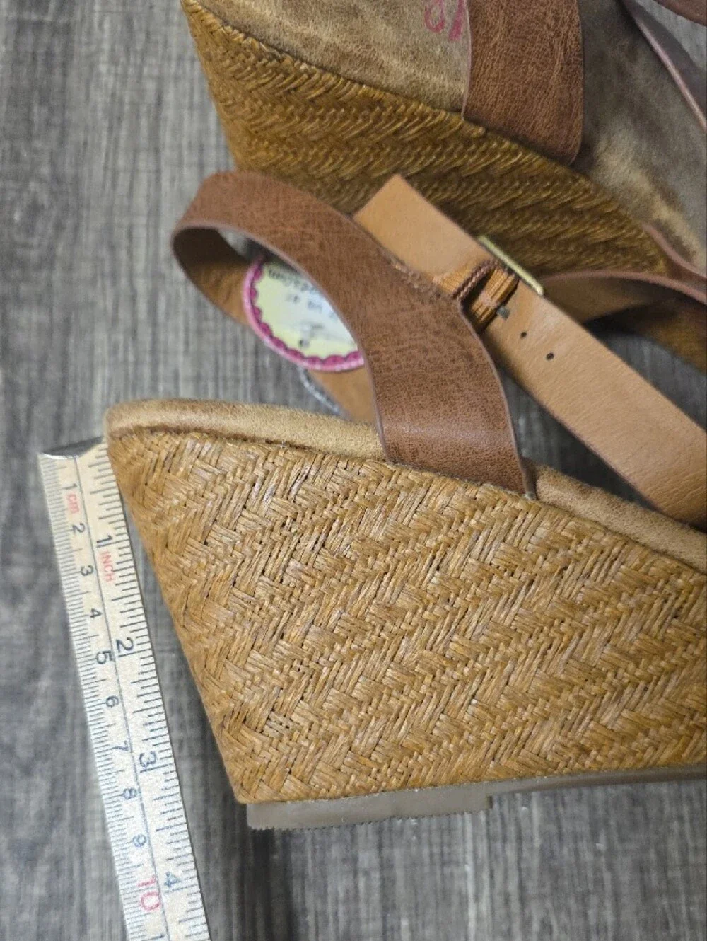 Jellypop Brown Crisscross Wedge Sandals Size 9.5